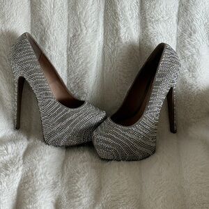 Steve Madden Glittering Silver Platform Heels